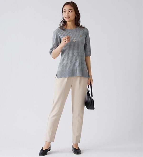 BELLUNA（ベルーナ）の「裏起毛ジョーゼット素材テーパードパンツ（テーパードパンツ）」｜詳細画像