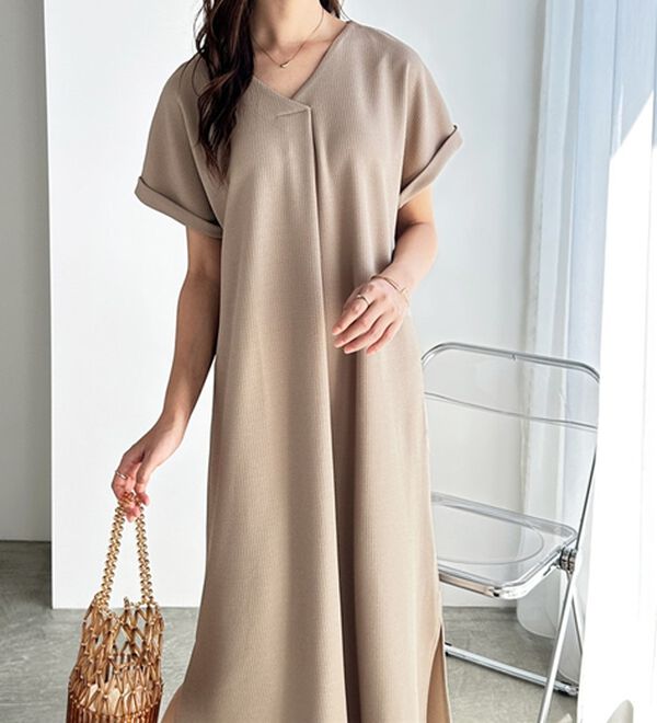 GeeRA（ジーラ）の「ひんやり快適！ジャカードスキッパーワンピ（カットソーワンピース）」｜詳細画像