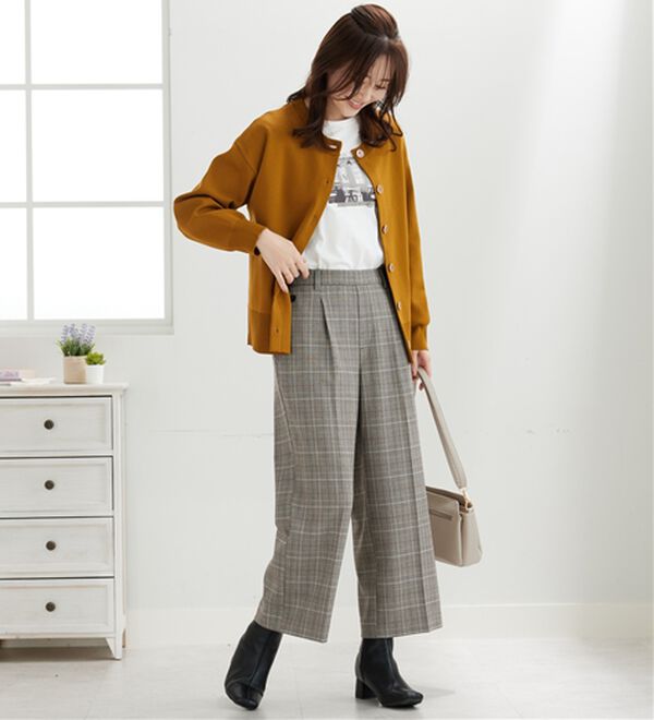 BELLUNA（ベルーナ）の「サマ見え（W）ボタン使いワイドパンツ（ワイドパンツ・ガウチョ）」｜詳細画像