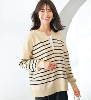 BELLUNA（ベルーナ）の「ハーフジップスポンディッシュニットプルオーバー（ニット・セーター）」｜詳細画像