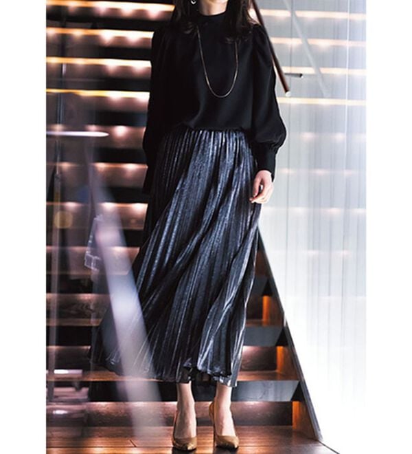 RANAN（ラナン）の「シャイニープリーツスカート（ロングスカート）」｜詳細画像