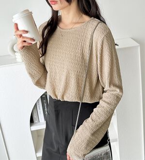 GeeRA（ジーラ）の「クルーネックジャガードプルオーバー（カットソー）」｜モカ