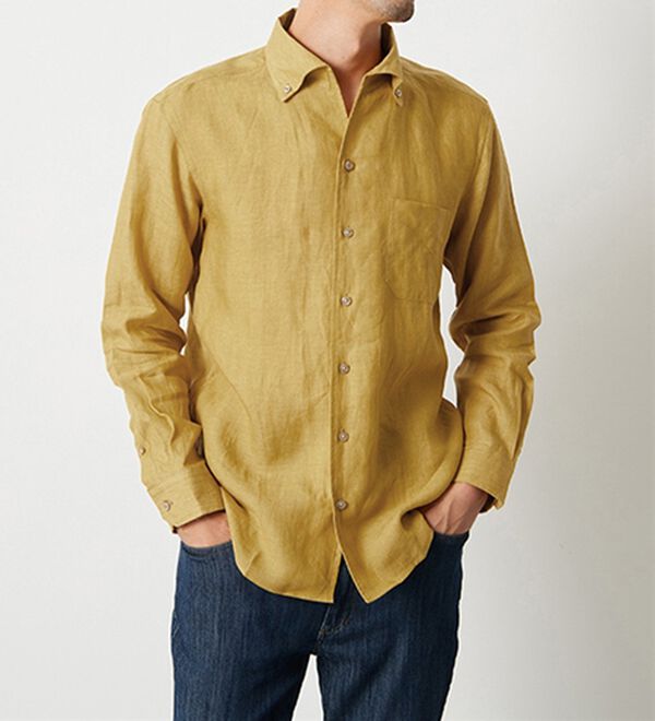「＜コムルヴァン・オム＞大人のフレンチリネン１００％シャツ（メンズシャツ）」｜詳細画像