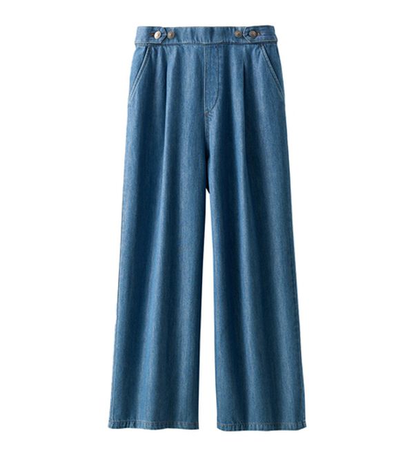 BELLUNA（ベルーナ）の「やわらかデニム素材ボタン使いワイドパンツ（ワイドパンツ・ガウチョ）」｜詳細画像