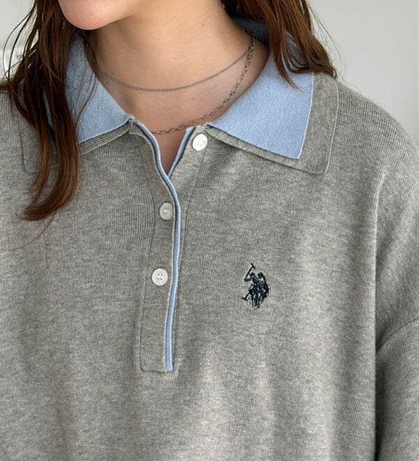 GeeRA（ジーラ）の「【Ｕ．Ｓ．ＰＯＬＯ　ＡＳＳＮ．】バイカラーポロ衿ニット（ニット・セーター）」｜詳細画像