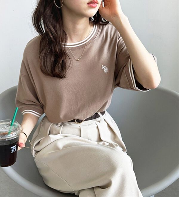 GeeRA（ジーラ）の「【ＵＳ．ＰＯＬＯ．ＡＳＳＮ】ライン配色Ｔシャツ（Tシャツ）」｜詳細画像