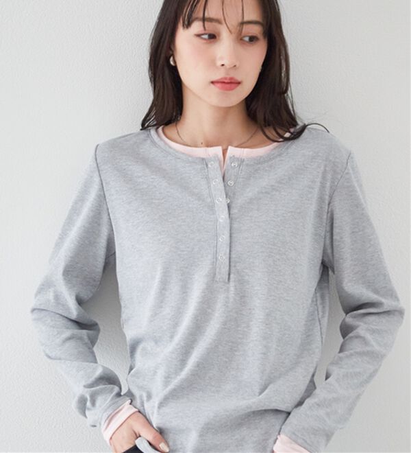 RANAN（ラナン）の「レイヤードヘンリーネックリブTシャツ（カットソー）」｜詳細画像