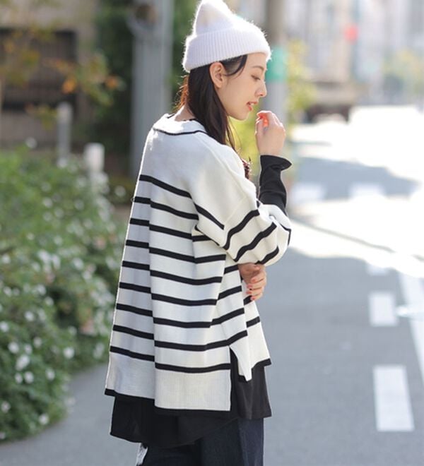 「【Ｌ～６Ｌ】重ね着を楽しむレイヤード専用ニットプルオーバー（ニット・セーター）」｜詳細画像