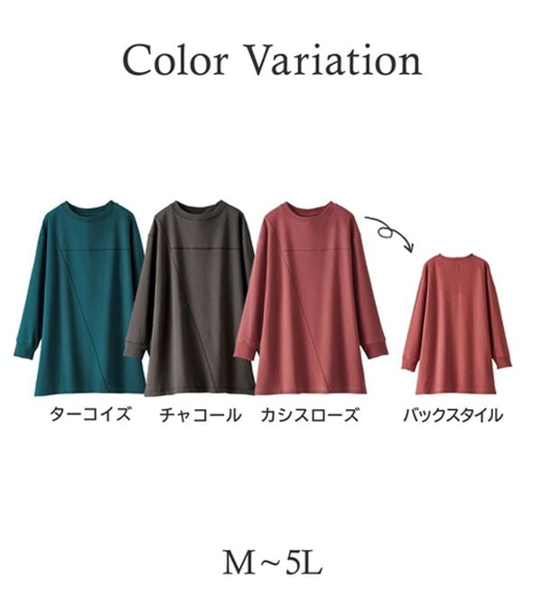 BELLUNA（ベルーナ）の「【快適Ｌａｂ．】ふんわりピーチ起毛切替チュニック（チュニック）」｜詳細画像