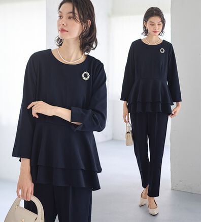 GeeRA（ジーラ）の「【2点セット】ペプラムティアードブラウスセットアップ（その他スーツ）」