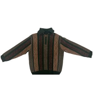 「衿暖かふっくらモールセーター（メンズニット・セーター）」｜グリーン