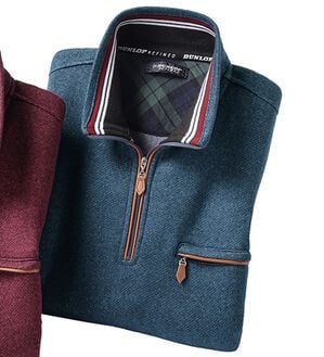 「＜ダンロップ・リファインド＞ツイード調ハーフジップトレーナー（メンズトレーナー）」｜ネイビー