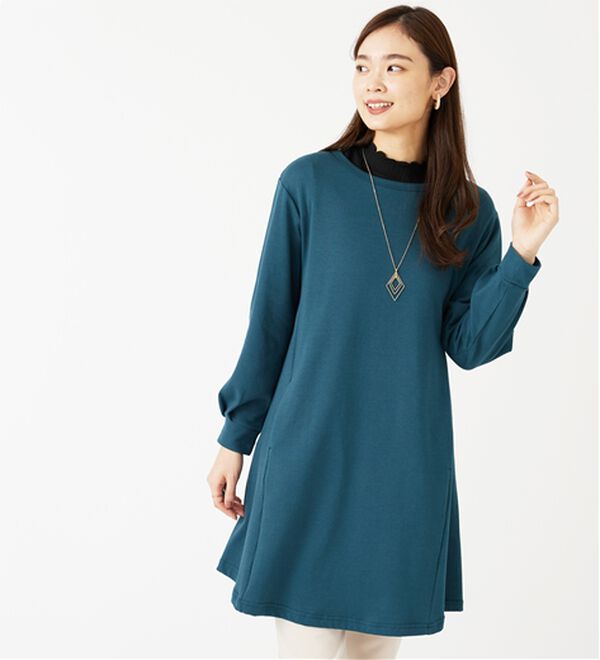吸湿発熱ポンチ素材チュニックワンピース - ベルーナ【公式】 