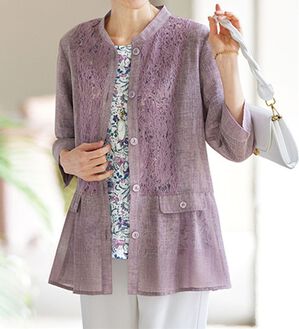 BELLUNA（ベルーナ）の「一泊二日旅行に便利！レース切替アンサンブル（シャツ）」｜パープル系