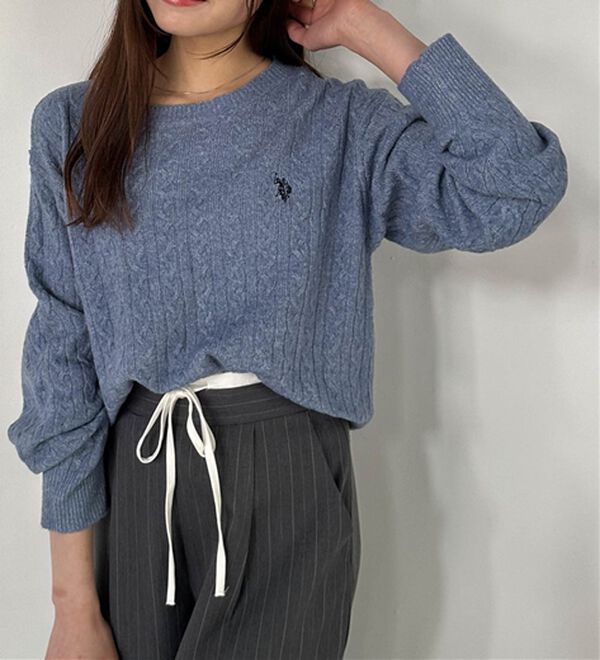 RANAN（ラナン）の「＜U.S.POLO ASSN.ユーエスポロアッスン＞ ワンポイントケーブルニット（ニット・セーター）」｜詳細画像