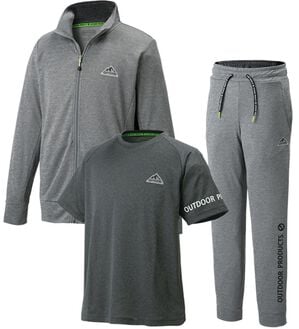 「【３点セット】＜アウトドアプロダクツ＞カチオン杢アクティブスーツ（メンズスポーツウェア（トップス））」｜杢グレー