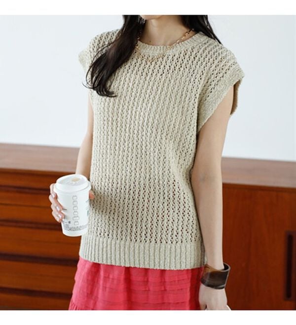 GeeRA（ジーラ）の「ミックスカラーメッシュニットトップス（ニット・セーター）」｜詳細画像