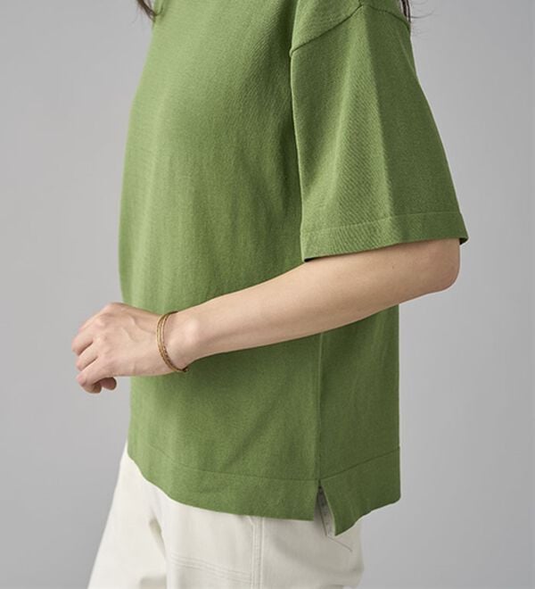 BELLUNA（ベルーナ）の「【選べるデザイン】Ｔシャツが苦手な方に！ひんやり綿混ニットＴ（ニット・セーター）」｜詳細画像