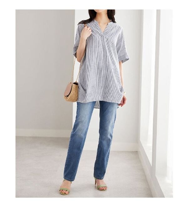 BELLUNA（ベルーナ）の「機能付リネン混スキッパーデザインシャツ（シャツ）」｜詳細画像