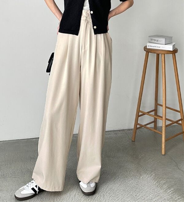 GeeRA（ジーラ）の「着心地抜群！ハイウエストダブルタックワイドパンツ（フルレングスパンツ）」｜詳細画像