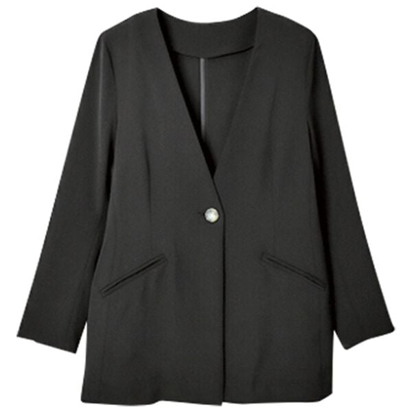 RANAN（ラナン）の「ノーカラーデザインジャケット（ノーカラージャケット）」｜ブラック