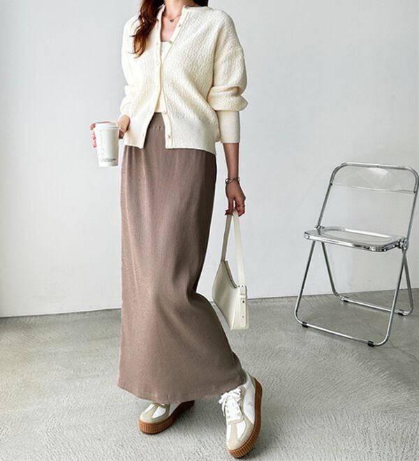 GeeRA（ジーラ）の「【着回し力◎】楽ちんすっきり見え！リブロングスカート（ロングスカート）」｜詳細画像