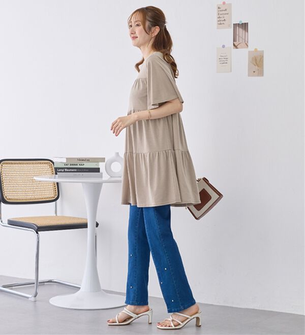 alotta（アロッタ）の「楽に可愛く！ふんわり綿混ティアードチュニック（チュニック）」｜詳細画像