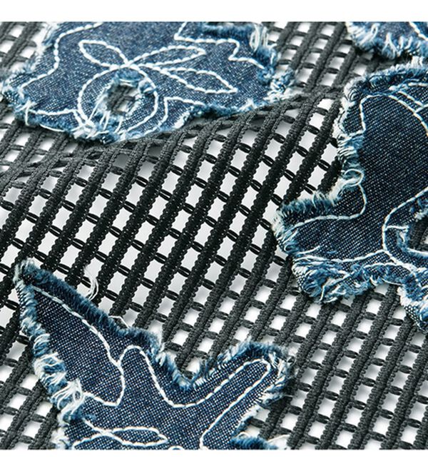 ルフラン（ルフラン）の「花モチーフのデニム使いメッシュジャケット（その他ジャケット）」｜詳細画像