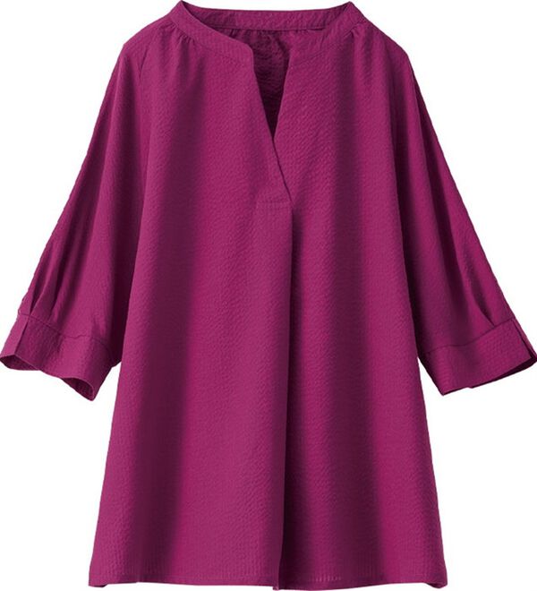 BELLUNA（ベルーナ）の「サッカー素材スキッパーブラウス（ブラウス）」｜詳細画像