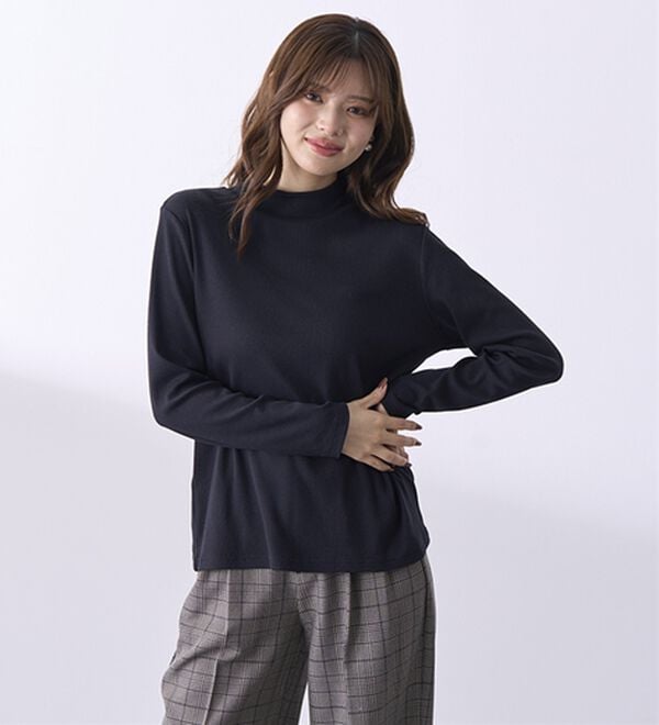 BELLUNA（ベルーナ）の「綿混リブハイネックプルオーバー（カットソー）」｜詳細画像