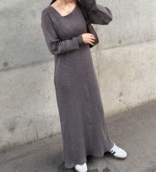 RANAN（ラナン）の「アシメネックリブワンピース（ロングワンピース）」｜詳細画像