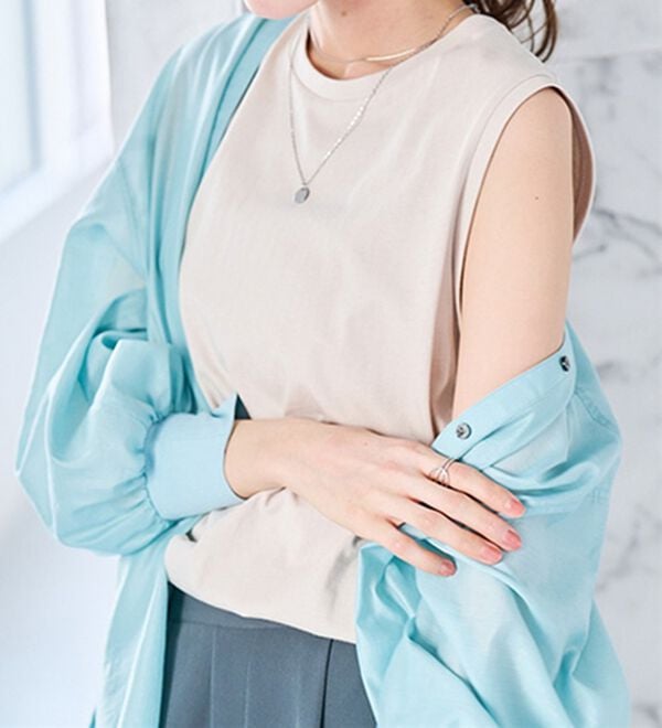 RANAN（ラナン）の「ひんやり！＜BC＞綿100％タンクトップ【選べる着丈】（カットソー）」｜ライトグレー
