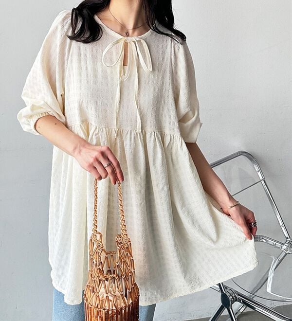 GeeRA（ジーラ）の「前後２ＷＡＹチェックペプラムチュニック（チュニック）」｜詳細画像