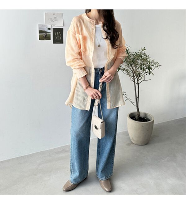 GeeRA（ジーラ）の「シアー素材ストライプマルチウェイシャツ（シャツ）」｜詳細画像