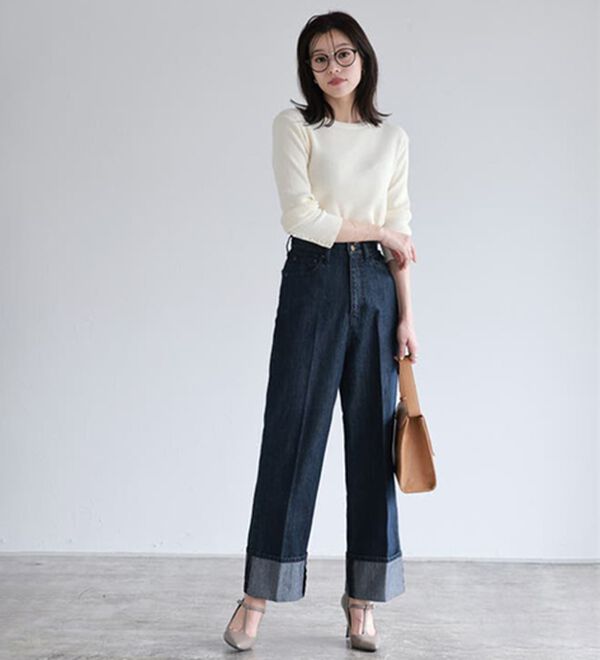 Pierrot（ピエロ）の「【選べるネック】袖ボタンリブニット（ニット・セーター）」｜詳細画像