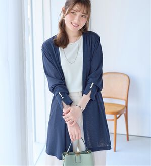 alotta（アロッタ）の「さらっと軽い！シアートッパーカーディガン（その他カーディガン）」｜ネイビー