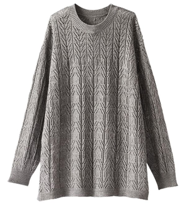 BELLUNA（ベルーナ）の「幾何柄透かし編ニットチュニック（チュニック）」｜詳細画像