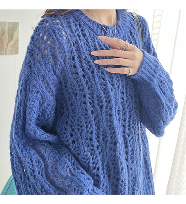 GeeRA（ジーラ）の「透かし柄編みルーズニット（ニット・セーター）」｜詳細画像