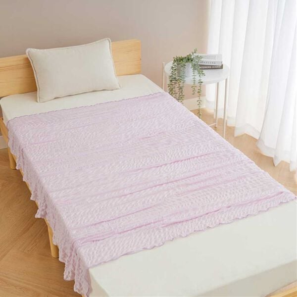 iellio（イエリオ）の「ひんやり冷感くしゅくしゅケット（肌掛布団・タオルケット）」｜ラベンダーピンク
