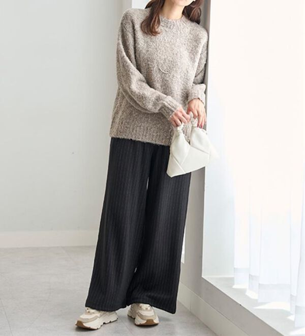 BELLUNA（ベルーナ）の「まるではく毛布！静電防止付裏ファーワイドパンツ（フルレングスパンツ）」｜詳細画像