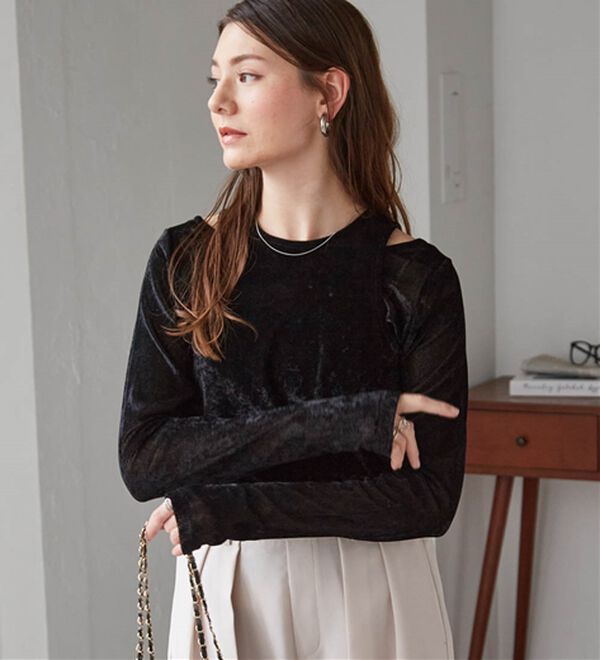 RANAN（ラナン）の「２ＷＡＹレイヤードシアーベロアトップス（カットソー）」｜詳細画像