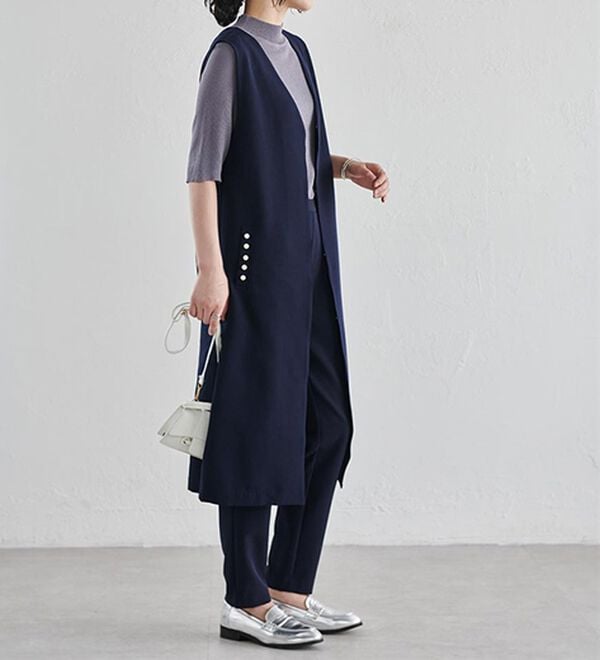 RANAN（ラナン）の「【セットアップ対応】パール調ビジュー付ロングジレ（ジレ）」｜詳細画像