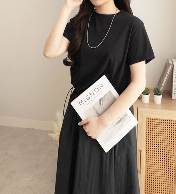 Viola e Viola（ヴィオラ エ ヴィオラ）の「【Ｍ～５Ｌ】ゆったり異素材ドッキングワンピース（ドッキングワンピース）」｜詳細画像