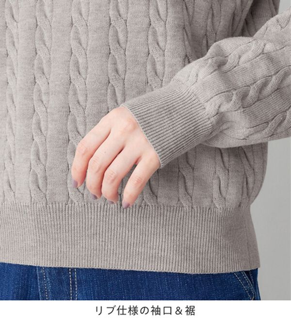 Viola e Viola（ヴィオラ エ ヴィオラ）の「洗えるもちもちロゴ刺しゅうケーブルニット（ニット・セーター）」｜詳細画像