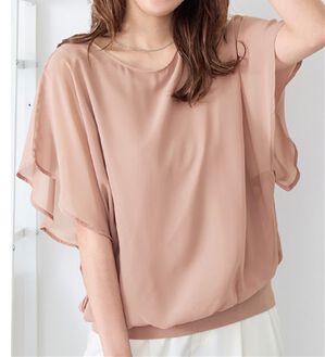 alotta（アロッタ）の「【接触冷感】カットソー裏地付ドルマンブラウス（ブラウス）」｜ピンク