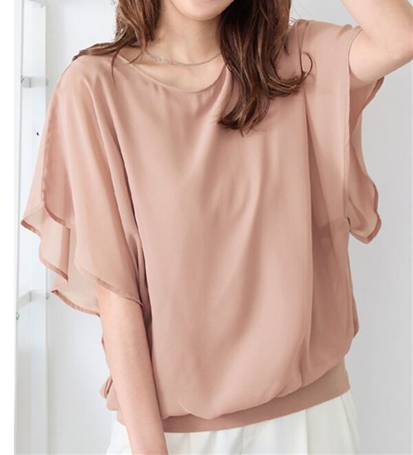 alotta（アロッタ）の「【接触冷感】カットソー裏地付ドルマンブラウス（ブラウス）」｜ピンク