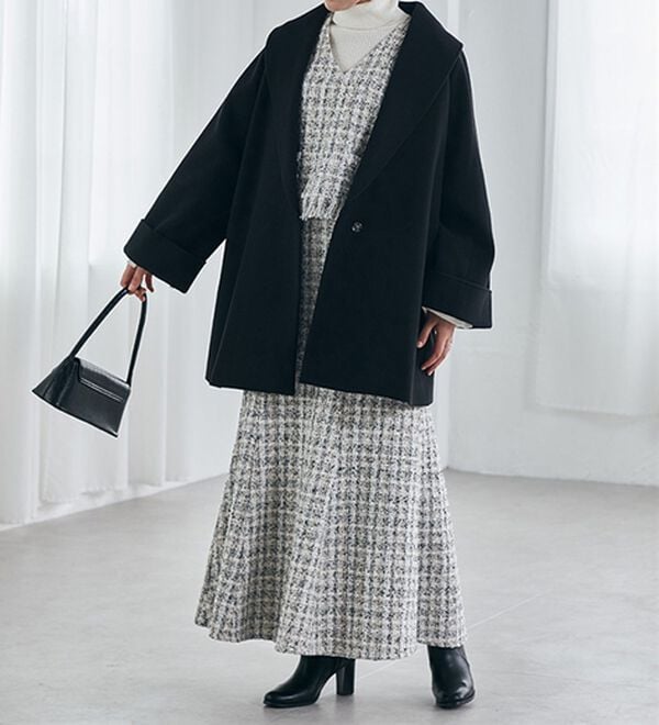 RANAN（ラナン）の「ウール調ビッグカラーガウンコート（ハーフコート）」｜詳細画像