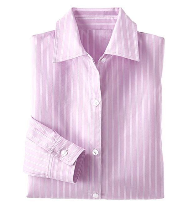 BELLUNA（ベルーナ）の「【選べる袖丈】洗える！ストレッチイージーケアシャツ（シャツ）」｜ラベンダーストライプ