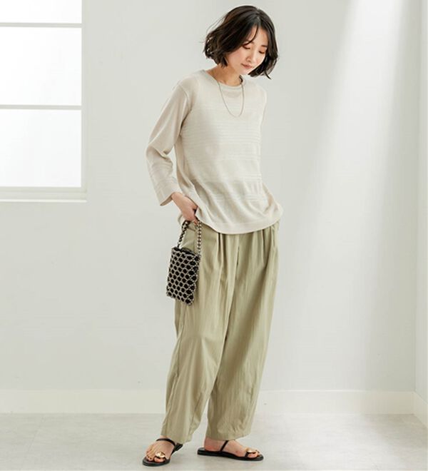 BELLUNA（ベルーナ）の「シャリ感！ボーダー編地ニットプルオーバー（ニット・セーター）」｜詳細画像