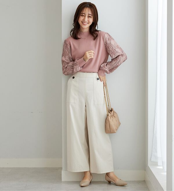 BELLUNA（ベルーナ）の「袖レースデザインニットプルオーバー（ニット・セーター）」｜詳細画像